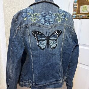 |  grunge fairy core embroidered denim jacket |